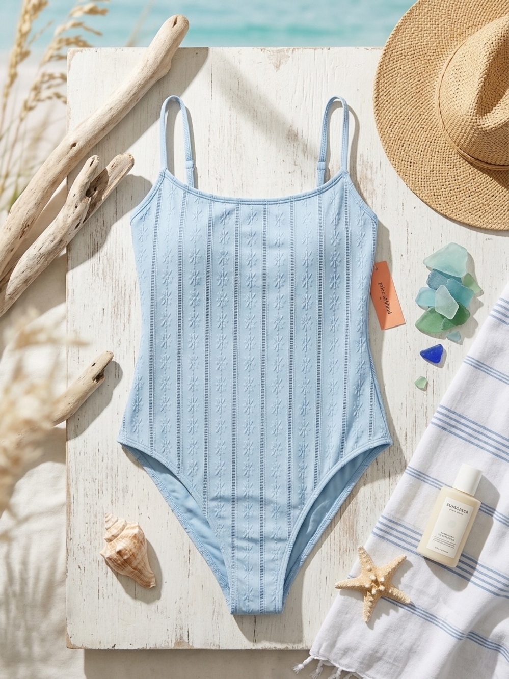 Eyelet Scoop Neck Cheeky Coverage One Piece Swimsuit